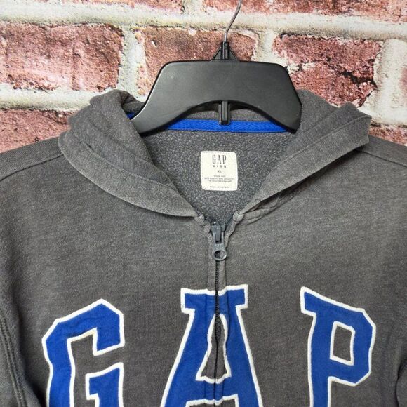 Gap Kids Gray Hoodie XL Zip Long Sleeve Comfy Cotton Blend Hooded Sweatshirt - Picture 5 of 6